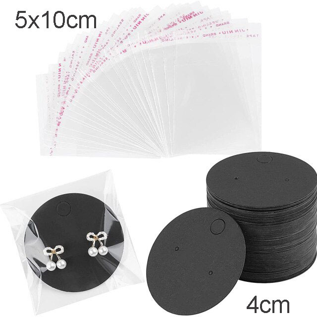 sets Kraft Paper Cards Jewelry Necklace Earring Display Holder with Self Adhesive OPP Bags Personal Business Retail Packaging
