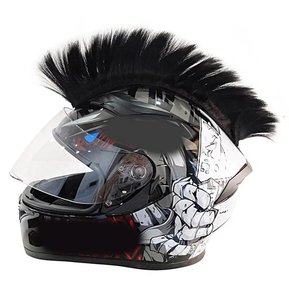 Helmet Wig Vibrant Color Helmet Decor Wig Detachable High Temperature Silk Bright Color Mohawk Cycling Riding Supplies