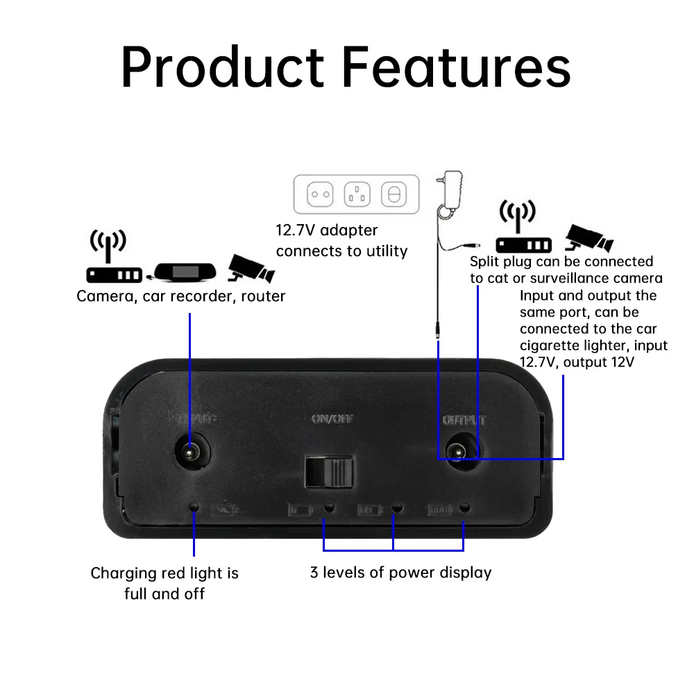 DC 12V 3 18650 Welding Free DIY Kit with protective DC socket Power Bank, equal voltage UPS battery box DIY Uninterrupted Power