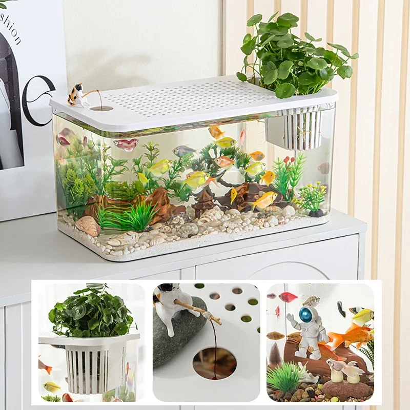 Aquarium Kit Aquarium Mini Lazada PET+ABS Fish Tank New - Main Image