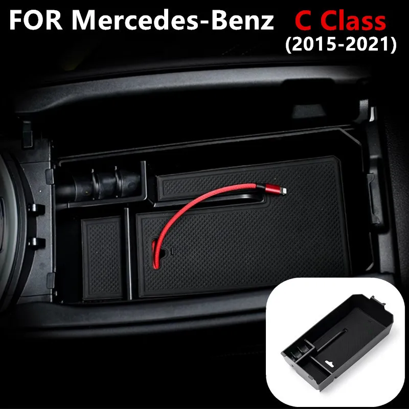 

Car Central Armrest Box organizer material car gadgets storage box For Mercedes-Benz C Class 2015-2021 W205 Auto Accessories