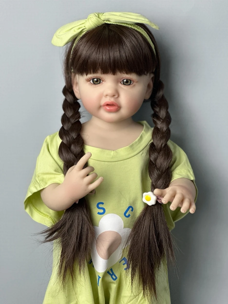 Realistic 55 CM 22 Inch Reborn Baby Lifelike Stand Girl Doll Full Soft Silicone Body Princess Toddler Bebe Birthday Gift 3