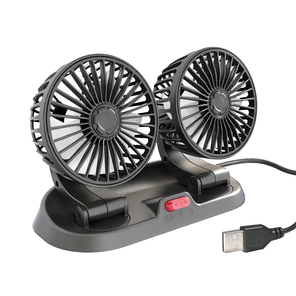 5/12/24V Automobile Vehicle Fan Dual Head Air Circulators 360 Rotatable