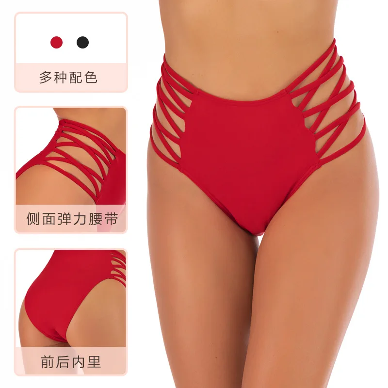 

High Quality High Waist Swimming Trunks Women Sexy Butt-Lift Underwear Solid Color Pleated High Waist Swim Briefs Women