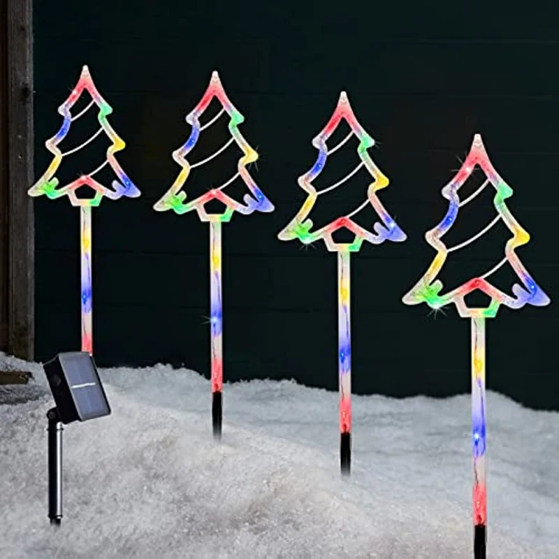 

Christmas Tree Pathway Outdoor Solar Lighting Star Markers Stake Waterproof Path Yard Lawn Garden Landscap Multi home decoration