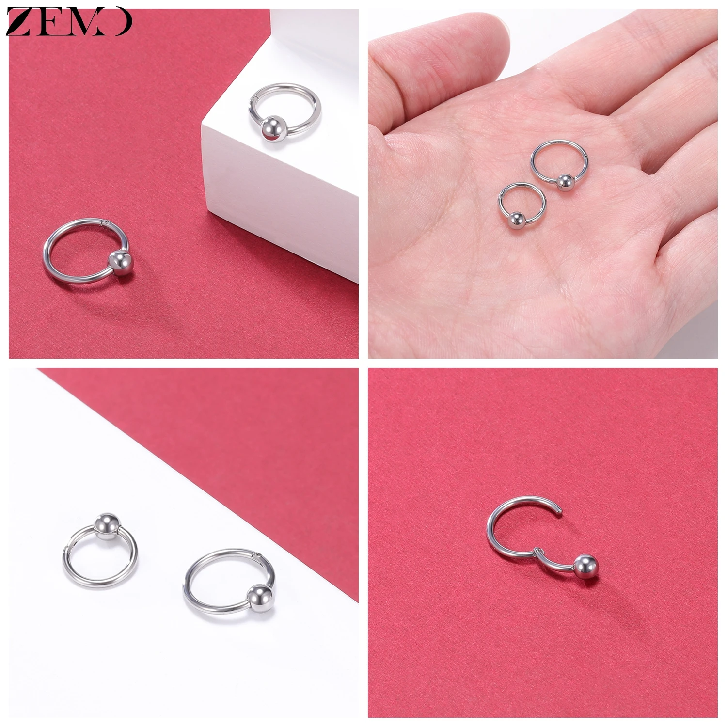 1 PC 16G Punk Stainless Steel Nose Rings Women Men Septum Ring Clicker Taper Snake Lip Helix Conch Tragus Piercings 8/10MM