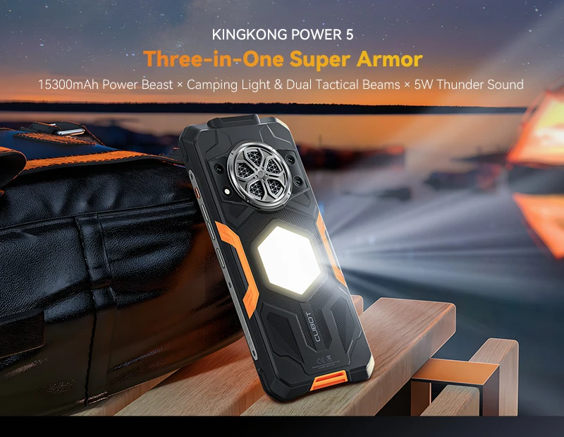 Cubot Смартфон King Kong Power 5, Android 15 6.88" 120Hz Screen, 15300mAh Battery, 16GB RAM (6+10) 128GB ROM,MTK G100 5W Speaker