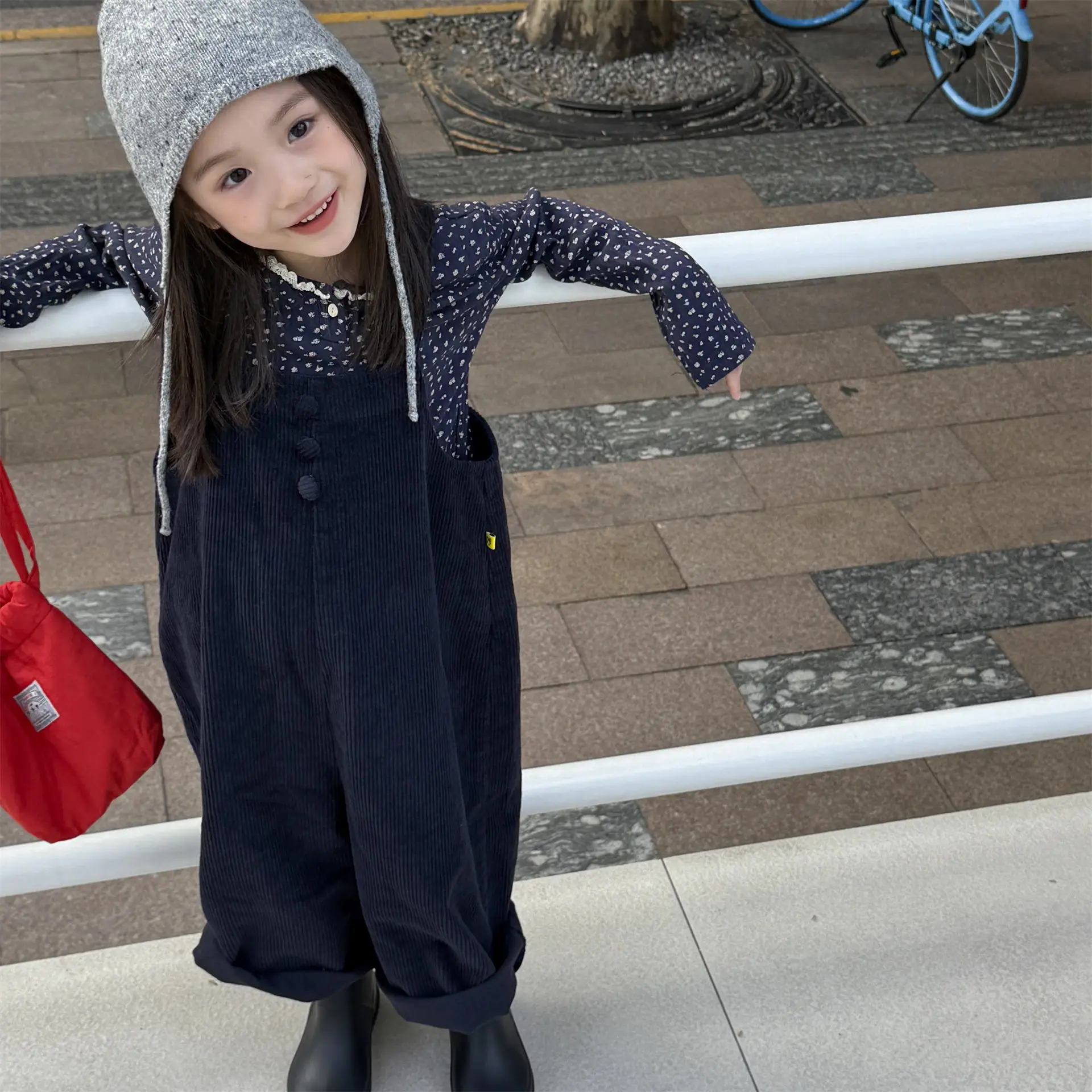 Corduroy Kids Overalls Suspender Pants for Girls and Boys