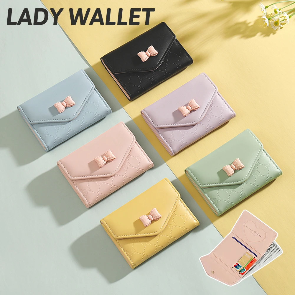 

Cute Small Money Clip Pocket For Women Mini Coin Purse Ultra-thin Small Buckle Card Bag High Capacity Wallets حقائب جلدية