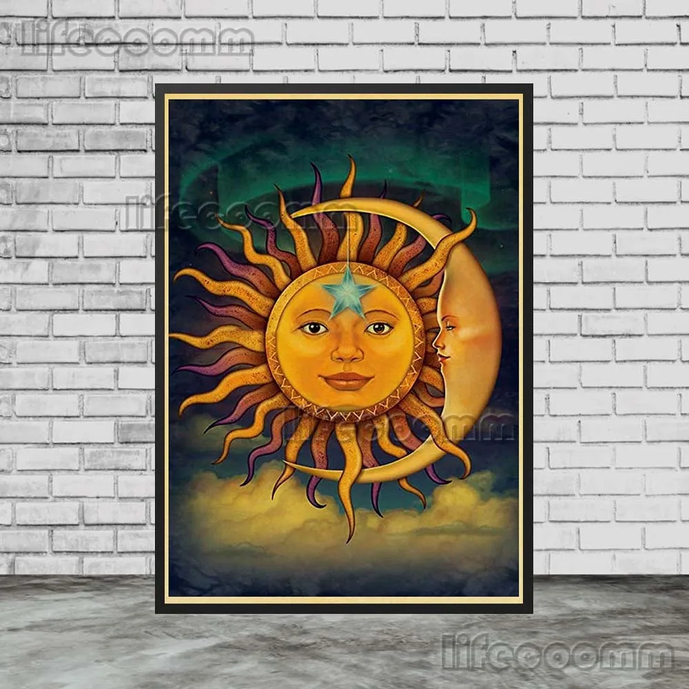 Celestial Bohemian Canvas Art: Sun, Moon, Stars & Planets Wall Decor