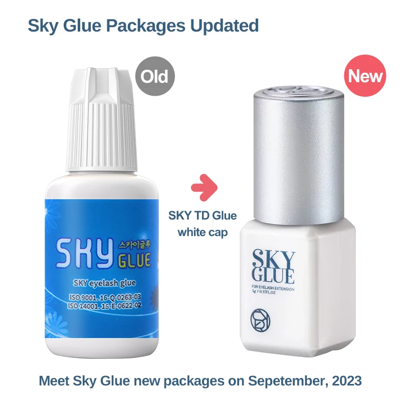

1 Bottle Sky Glue TD Type White Cap Korea Eyelash Extensions 5ml Beauty Shop Lasting Low Stimulation Makeup Tools Transparent