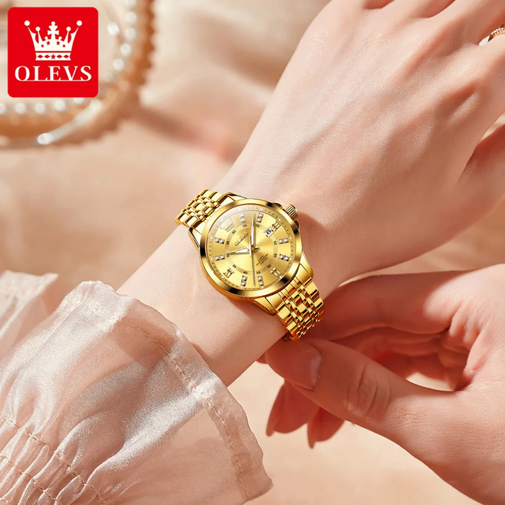 OLEVS 3620 Womens Watches Original Brand Elegant Fashion Quartz Wirtwatch For Ladies Waterproof Luminous Diamond Scale Reloj 5