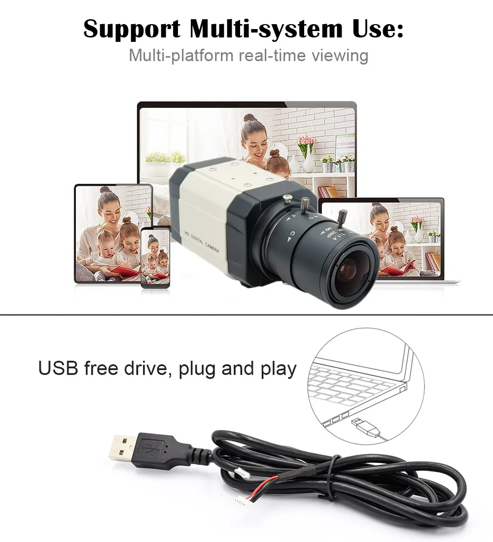 Industrial Full HD 4MP / 5MP CMOS IMX335 USB Web Camera 2.8-12mm/5-50mm Varifocal Zoom Lens 30fps High Speed USB2.0 Video PC Cam 5
