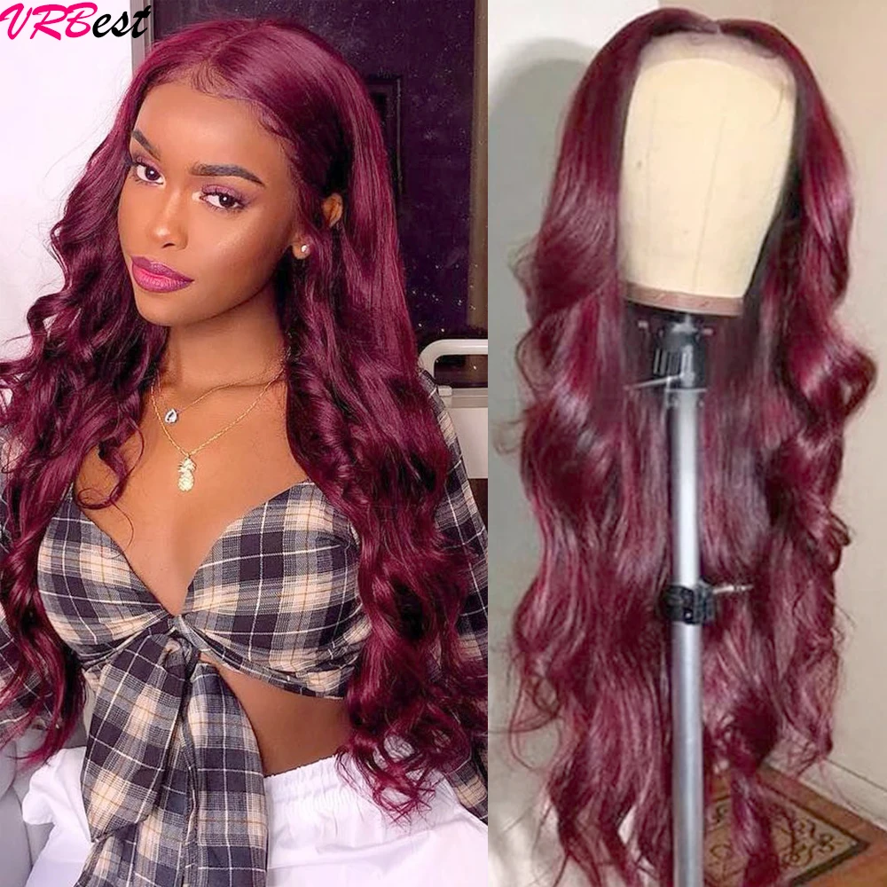 

Body Wave HD Transparent Lace Front Human Hair Wigs for Women 13x4 99J Burgundy Color Lace Frontal Wig Natural Hairline