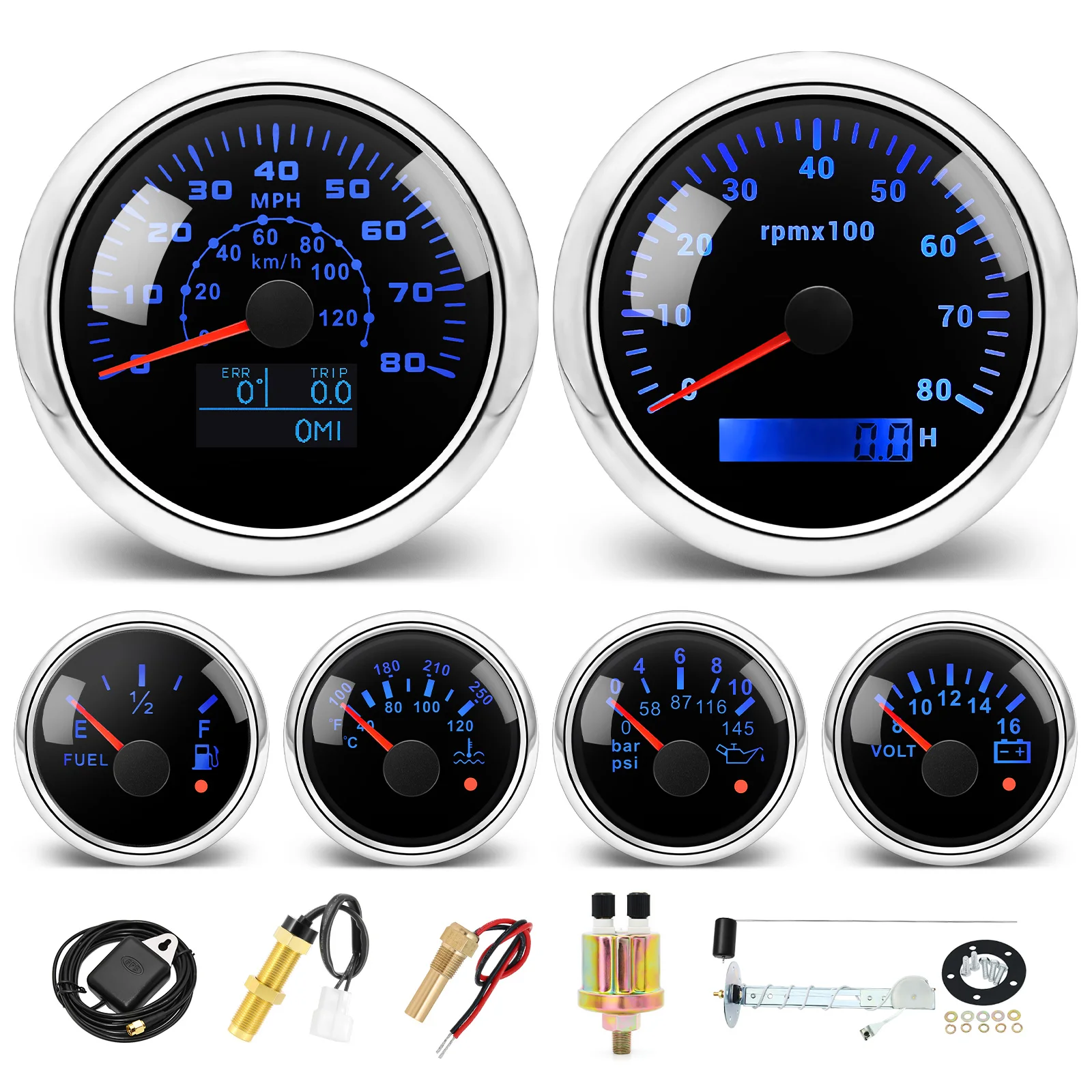 6-gauge-set-with-senders-85mm-gps-speedometer-80mph-8000rpm-meter