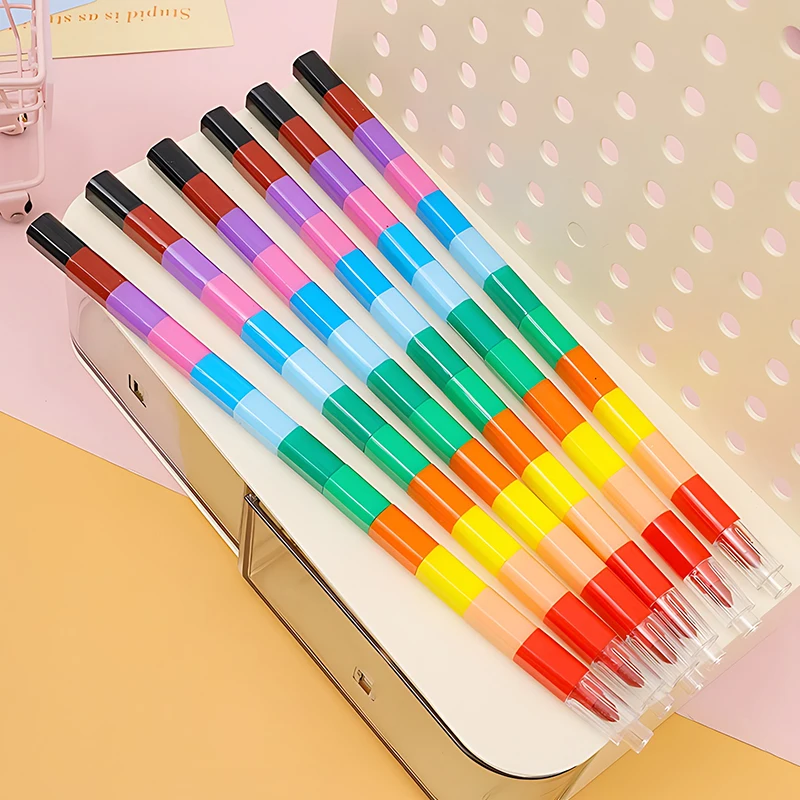 12-Color Building Block Crayons Fun Rainbow Color Stackable Drawing Crayons Graffiti Pen Art Supplies Birthday Gift Boy Girl ZYF - 3