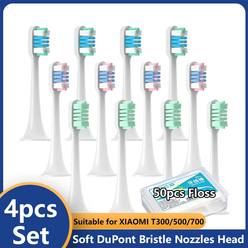 

4pcs Replacement for XIAOMI T300/500/700 Brush Heads Onic Electric Toothbrush Soft Bristle Nozzles with Caps Sealed Package