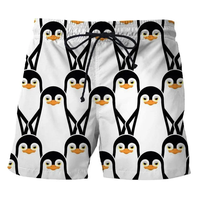 3D Printed Penguin Men's Short Pants Fashion Hawaii Beach Shorts Cool Casual Summer Quick Dry Animal Pattern Sports Swim Trunks 4