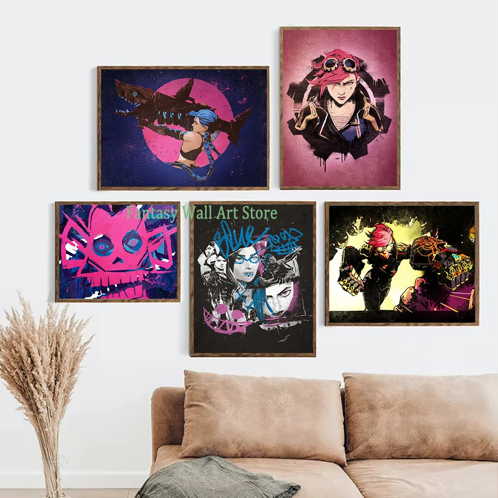Arcane Season 2 Character Graffiti Art Canvas Poster – Aesthetic Wall Décor