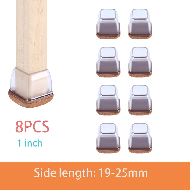 Chair Leg Caps Rubber Feet Protector Stool Table Furniture Leg Cover Non Slip Felt Bottom Pads Round Square Floor Protectors Side Length 19-25mm