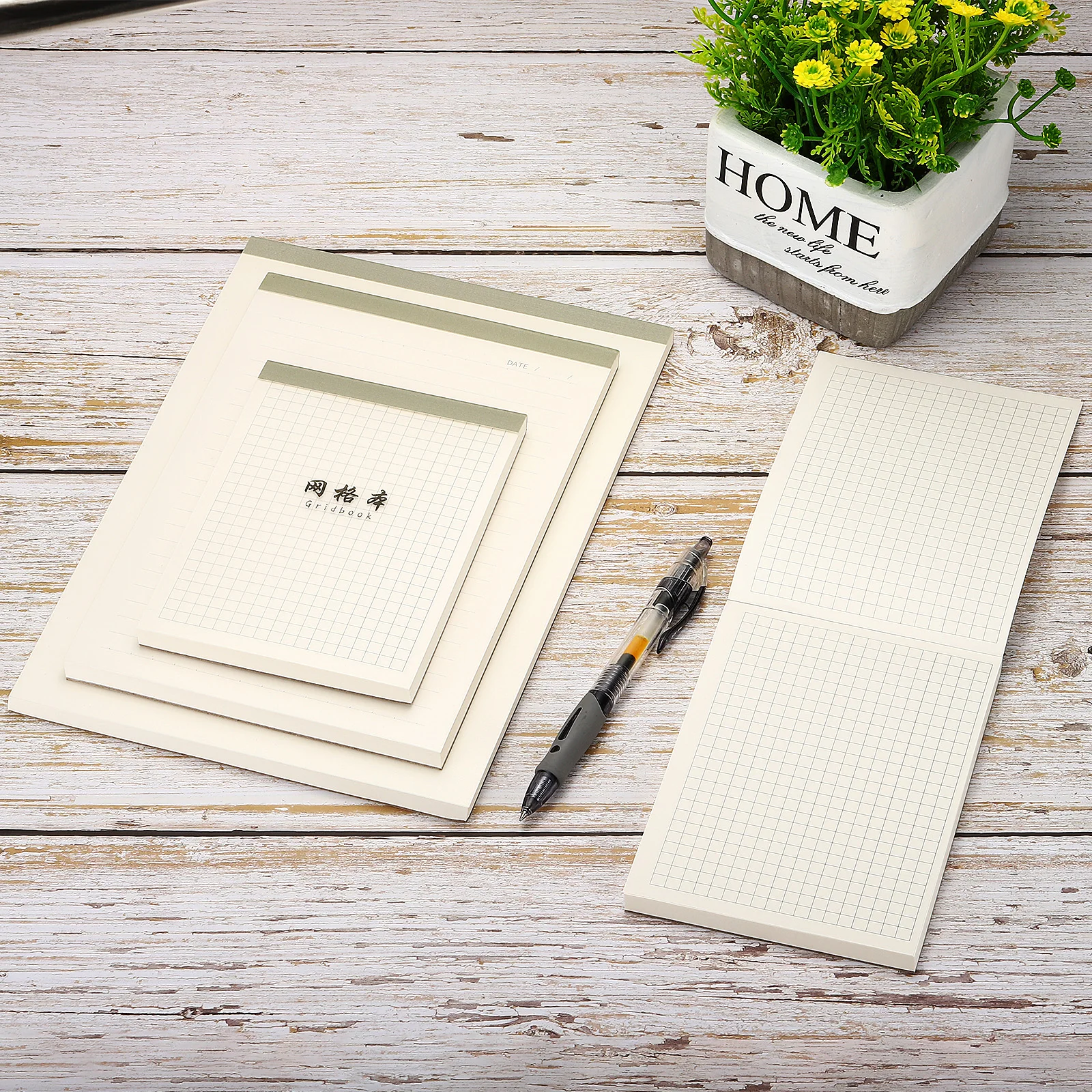 2Pcs Writing Pads Line Grid Blank Note Pad with 70 Sheets Thicken Writing Paper Scratch Pad Notepad Stationery School Supplies