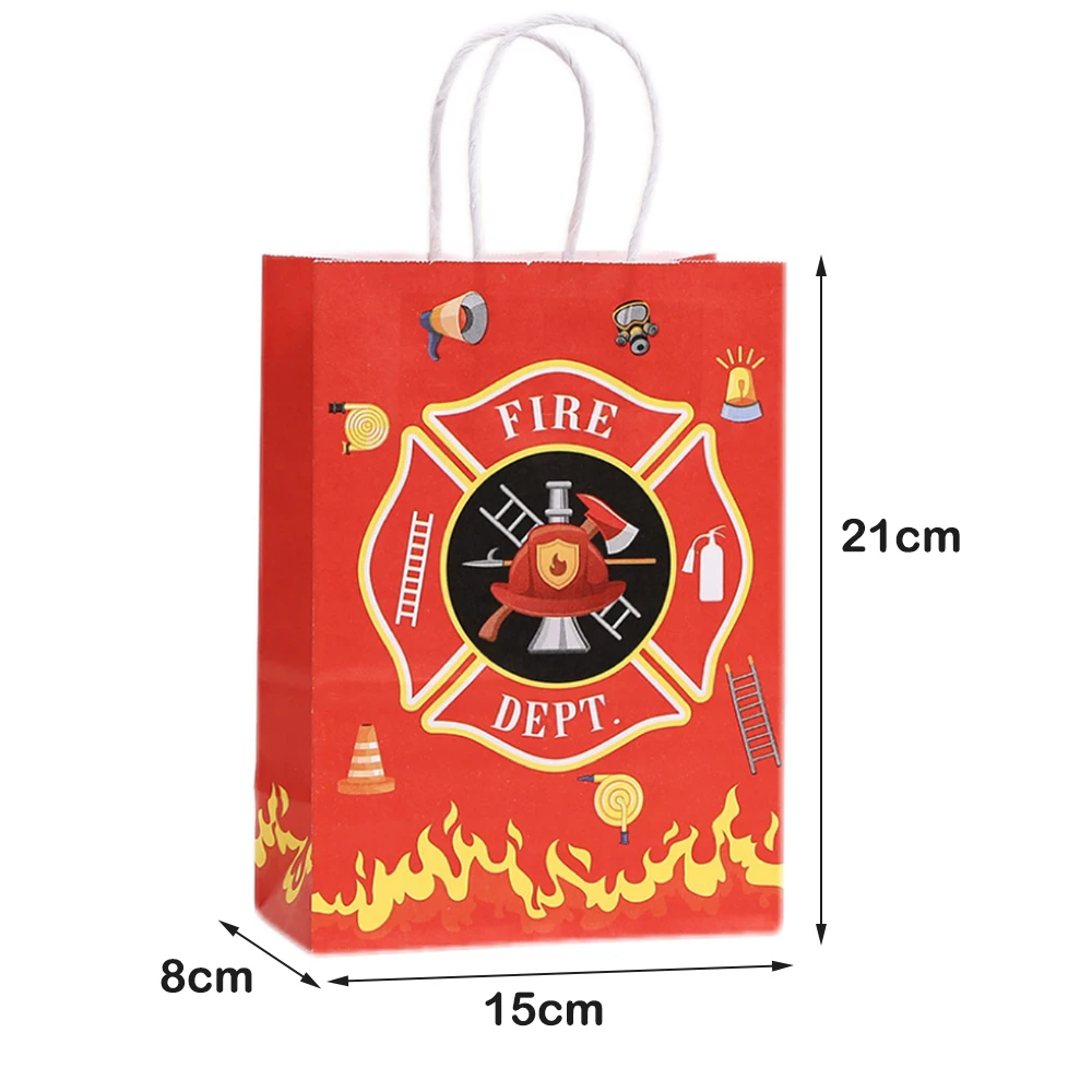 3/6/12/24 Stück Feuerwehrauto-Partygeschenke, Geschenktüten mit Griffen, Feuerwehrmann, Süßigkeiten, Leckerli, Papiertüte, Feuerwehrauto, Geburtstagsparty-Zubehör – Detail 4