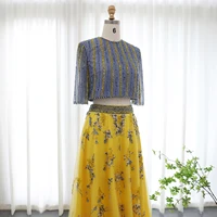 قال شارون-فساتين سهرة فاخرة للنساء ، دبي ، أزرق ، أصفر ، أنيق ، طويل ، عربي ، ثوب حفلة موسيقية رسمي ، حفل زفاف ، SS490 1