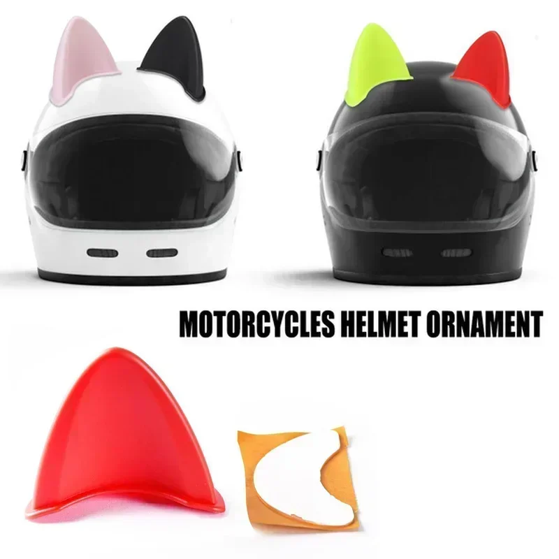 NEW 2Pcs Cute Helmet Cat Ears Decoration Helmet Styling Strong Adhesive Stickers Motorcycle Electric Helmet Accessories