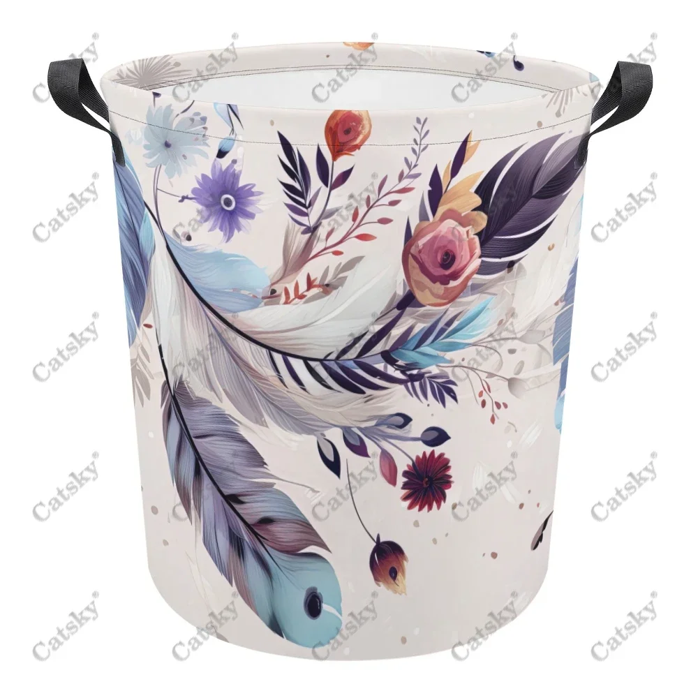 

Красочная складная корзина для белья с рисунком перьев, корзина для грязной одежды, контейнер для хранения детской одежды, сумка для хранения