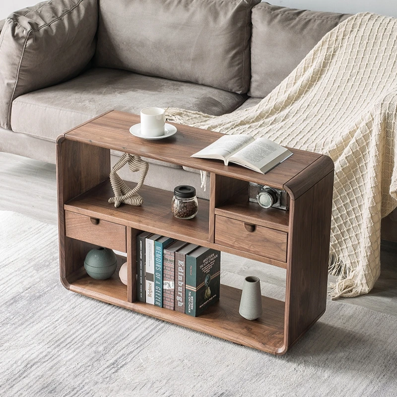 Living room sofa side cabinet multi-functional storage locker simple modern shelf creative solid wood small side table