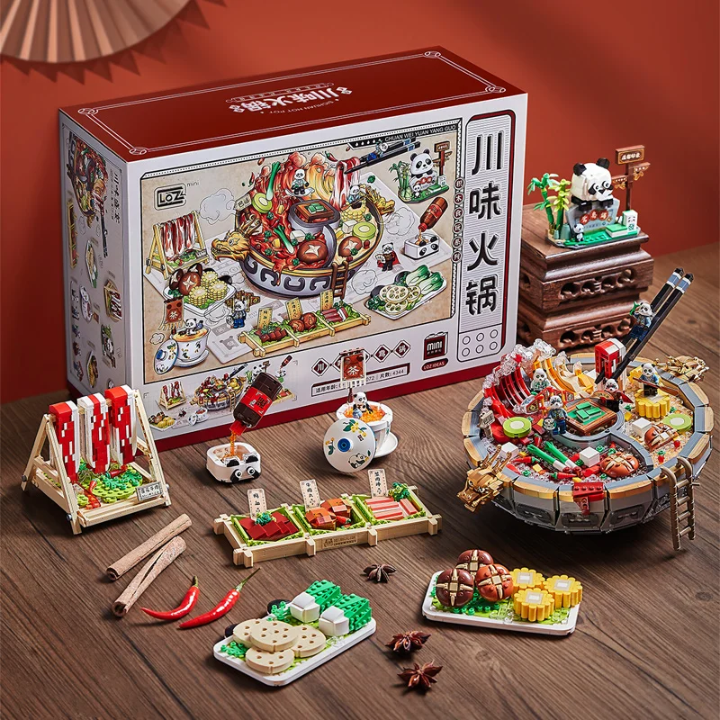

LOZ NEW DIY Delicious Food Educational Brick Sets IDEAS Adult Sichuan Style Mandarin Duck Hot Pot Creative Building Block Toys