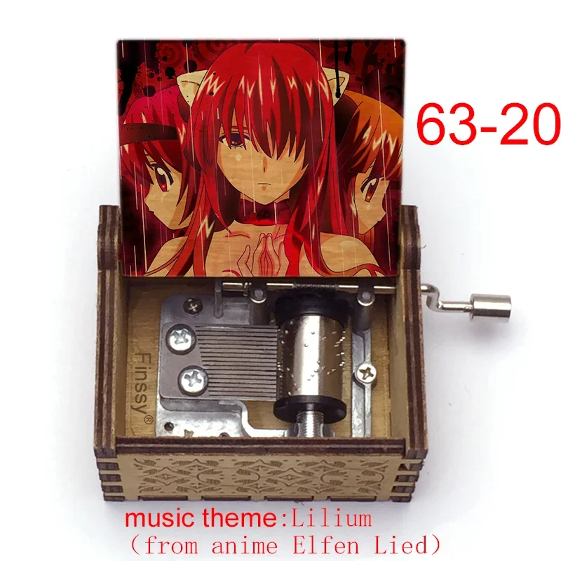 Japanese Anime Elfen Lied Music Box Music Theme Lilium Lucy Print Wood Musical Box Toys for Kids Girls Friends Home Decor