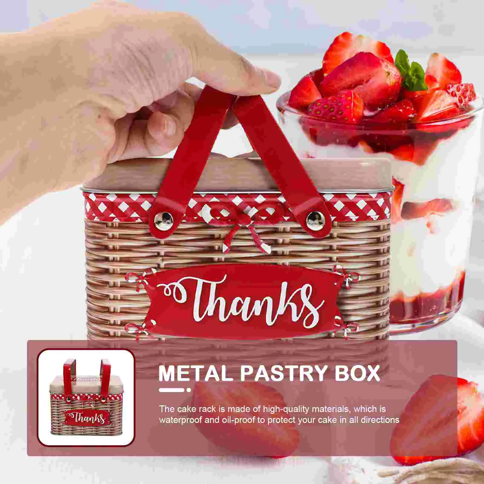 

Candy Box Cake Snack Food Containers with Lids Wrought Iron Cookie Tin Handle