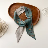 Europe 2024 Fashion New National Style Small Nroken Flower Women's Decorative Twill Binding Bag Handle Silk Scarf Ribbon Scarf 1
