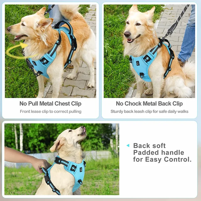 S97ca1a335bee49fb933a7116d9166780Q.jpg No Pull Dog Harness, Adjustable Soft Padded Pet Vest with Easy Control Handle