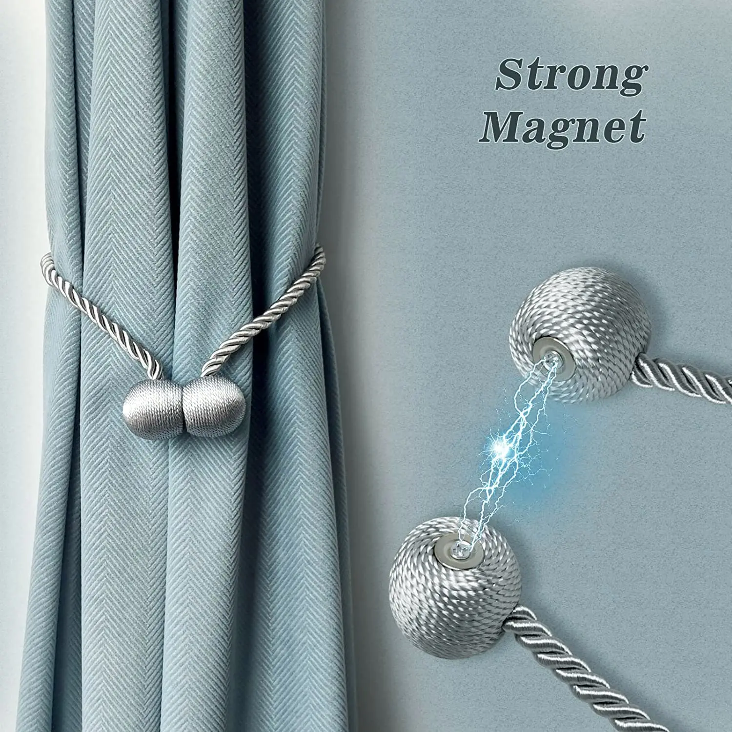 Magnetic Pearl Ball Curtain Tiebacks Rope Back Curtain Holder Buckles Binder Home Decor Hanging Ball Buckle Tie Back 2pc