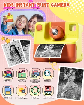 Gofunly Kids Digtial Camera Toy 1080P HD Instant Print Camera 180° Rotation Len Camera Gift For Girls Boys 2