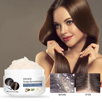 두피 각질 제거 스크럽, 건조하고 섬세한 모발 두피 청소 및 관리, 상쾌한 보습 스크럽, 100g