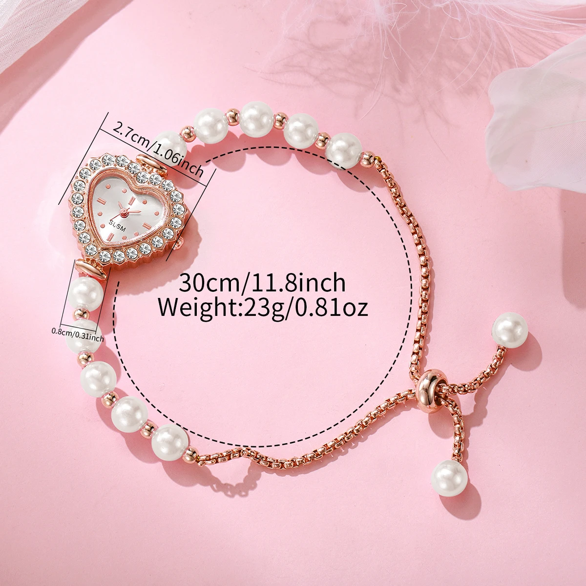 1PCs/Set Women's Romantic Watch Elegant Fashion Heart-Shaped Dial Classic Trendy Quartz Bracelet watch (Box Not Included )