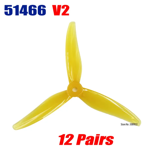 24pcs/12 pairs Gemfan 51466 V2 5inch 3 Blade/Tri-Blade Propeller Props FPV Brushless motor For FPV Racing Drone 6 Colors Yellow - 12Pairs Yellow