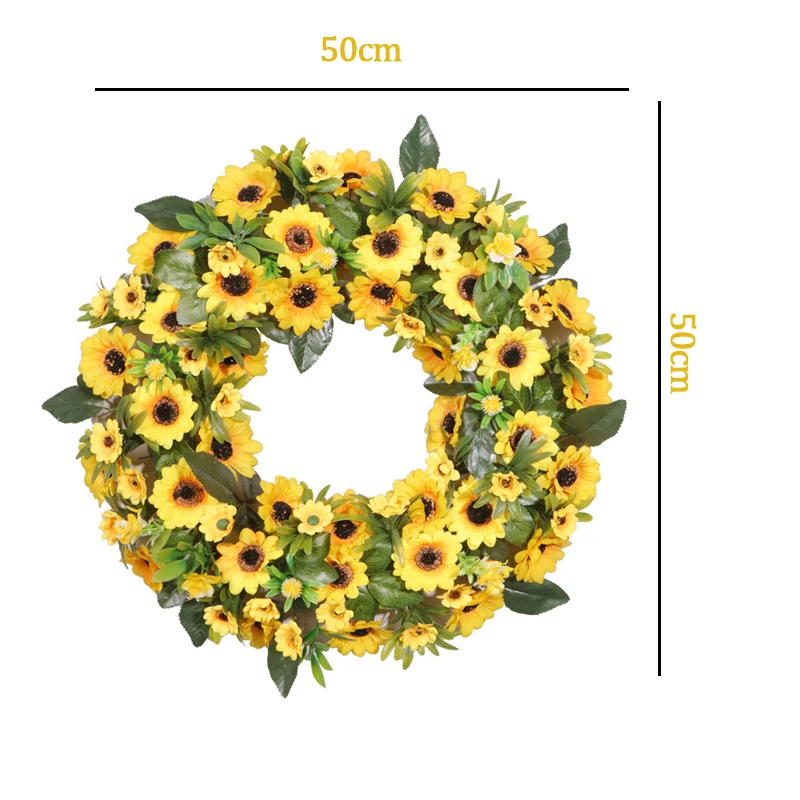 20 Inch Artificial Wildflower Spring Wreath - Colorful Floral Grapevine Wreath For Front Door, Wall, Wedding & Farmhouse Decor (Orange)