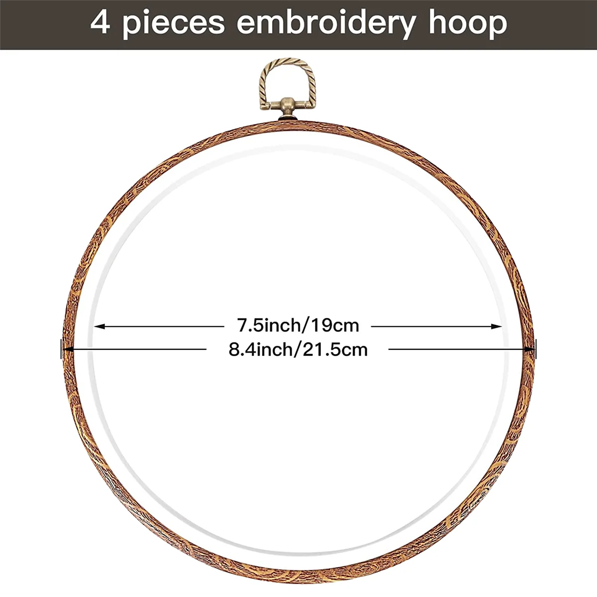 4 Pieces 8.4 Inch Embroidery Hoops Imitated Wood Display Frame