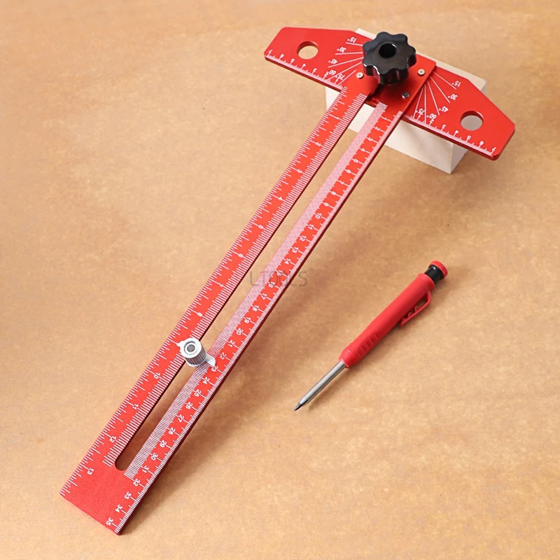 Aluminum Alloy Multifunctional T-Type Scribing Ruler Precise Scale Multi-angle  Household Carpenter Line Drawing Measuring Tool aluminum alloy positioning block limit ruler woodworking line scribe diy adjustable precision measuring scale tool 200 500mm