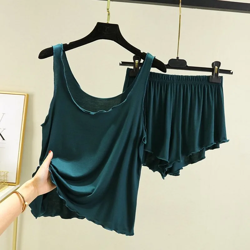 Loose Modal Underwaist Female Summertime Pullover Pajamas Shorts Loungewear Thin Plus-size Casual Two-piece Set Pijamas Women