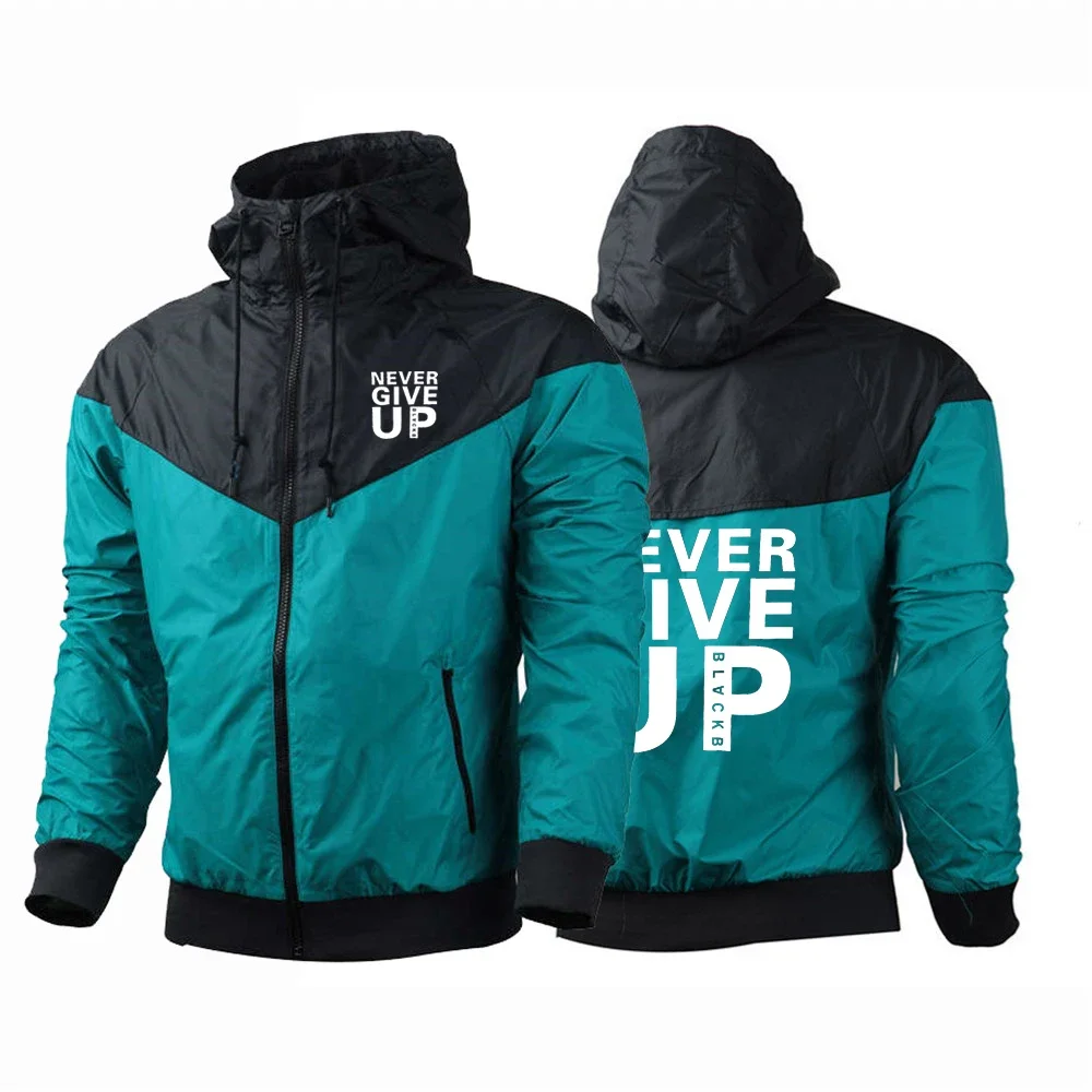 

2024 Never Give Up New Men Spring and Autumn Splicing Windbreaker Zipper Harajuku Jackets Leisure Slim Hoodies