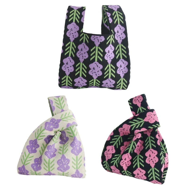 

2023 New Fashionable Knitted Handbag with Contrasting Colors Large Capacity & Stylish Portable Bag for Boys Girls Durable