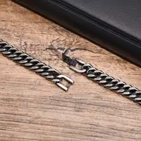 Bracelets à chaîne Vintage pour hommes et garçons, bracelet élégant à maillons cubains en acier inoxydable, bijoux masculins Punk 5