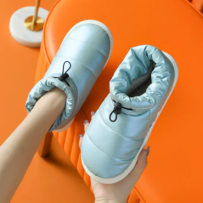 24 New Women Warm Plush Ankle Boots Elastic Waterproof Platform Shoes Ladies Indoor Fur Wedge Footwear Botas Female Winter Boots