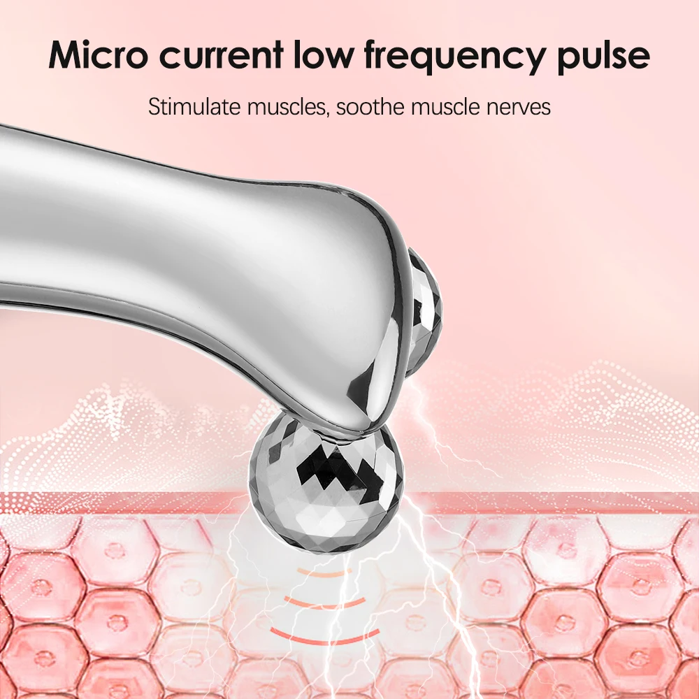 Electric Micro-Current Facial Beauty Instrument — LED Display Face Lift Roller & Massager