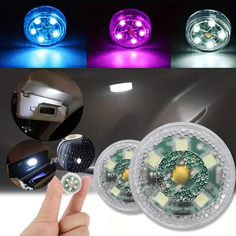 Nueva 1 pieza de mini luces LED inalámbricas para automóvil, lámpara ambiental para automóvil, luces de lectura nocturna, interruptor táctil, luz interior para automóvil
